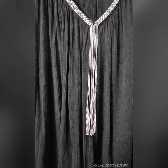 Festive Black Gauze Vneck Blouse ( Jennifer Lopez) Disco Size Large - Picture 4 of 7